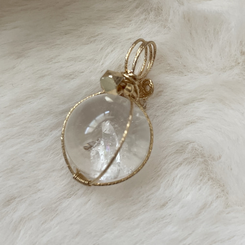 クォーツインクォーツ　スフィア　天然石 クォーツインクォーツ 貫入水晶 スフィア ペンダントトップ(天然石