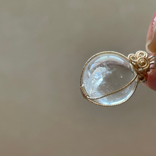 クォーツインクォーツ 貫入水晶 スフィア ペンダントトップ