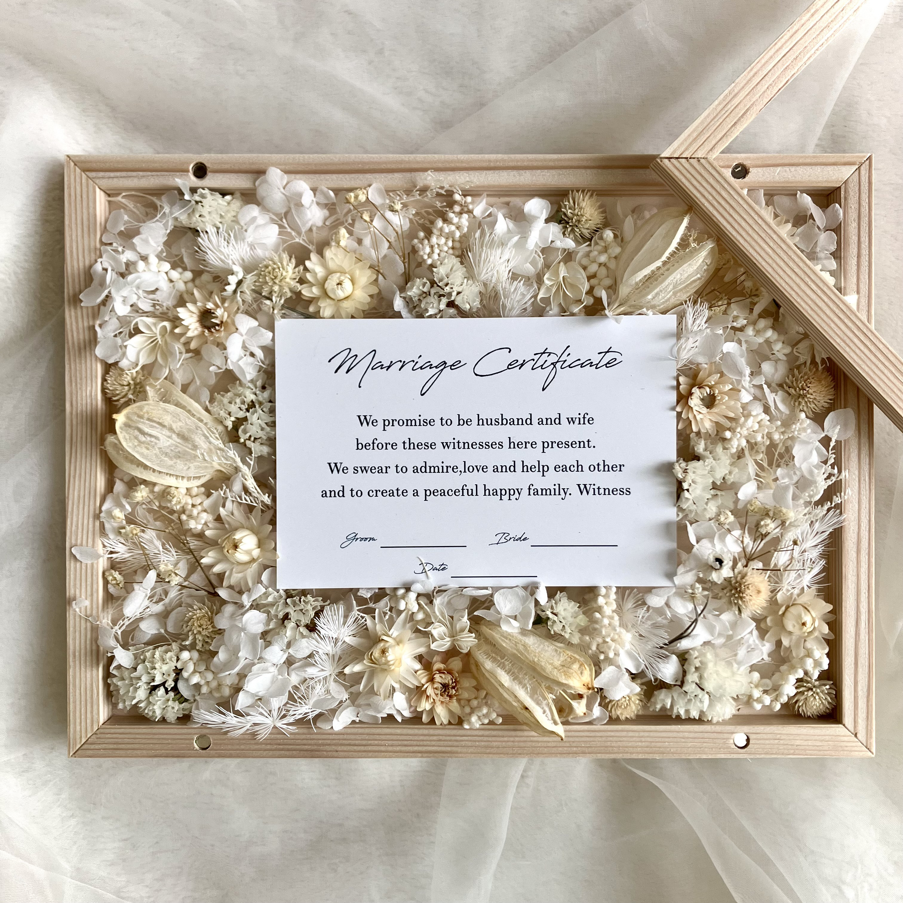 【選べるカラー】（少人数婚にも対応） ゲスト参加型結婚証明書 ( 17～最大120名用)　ドライフラワーボックス