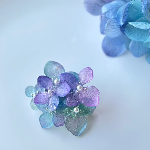 紫陽花ブローチ【雨露の輝き】 母の日ギフト2025 2025新作紫陽花
