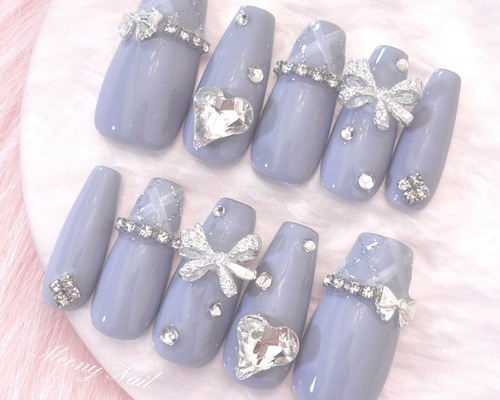 ワンホン 韓国 バレエコア フレンチガーリー リボンネイル 量産型