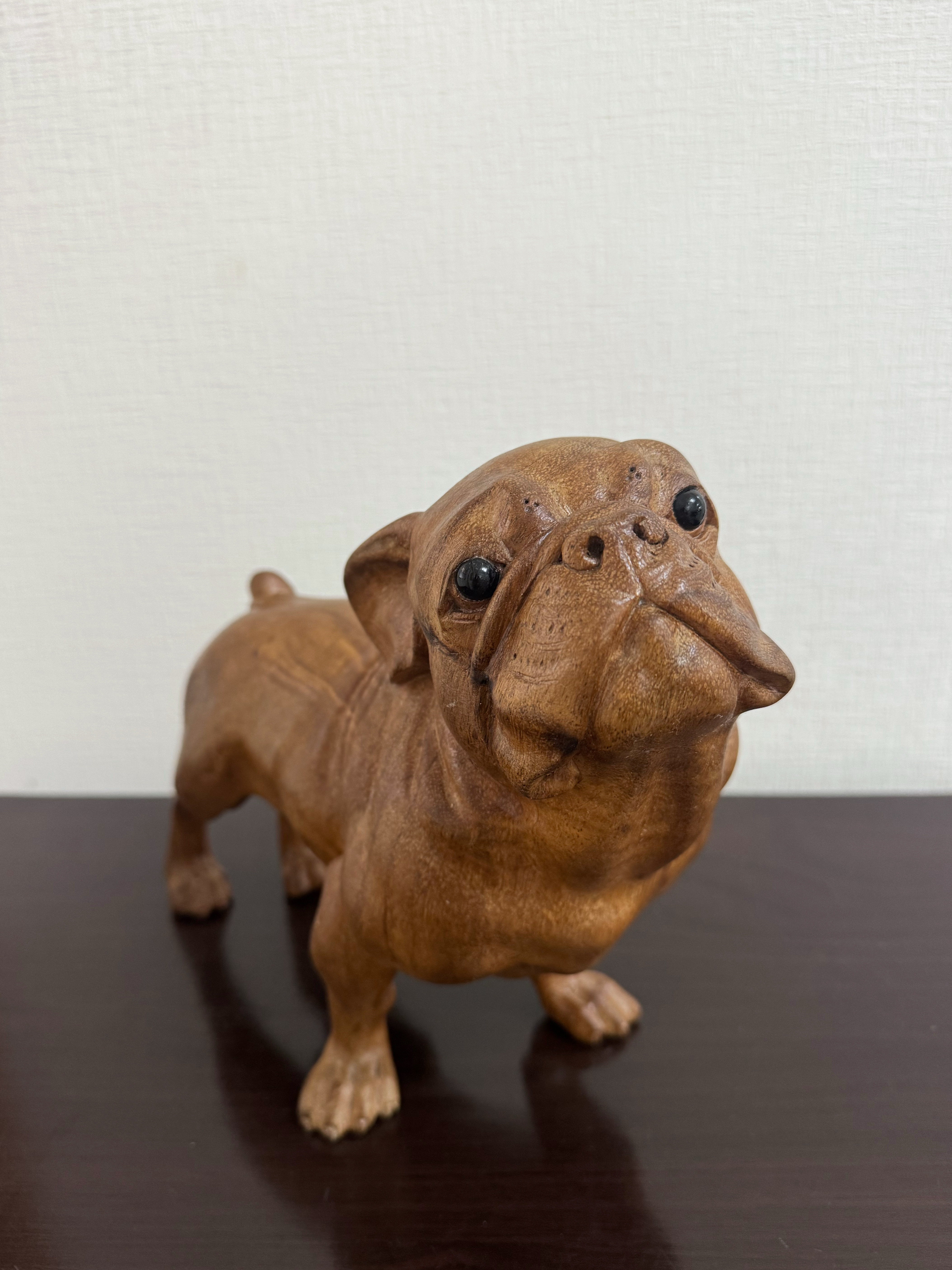 スワールウッド　天然無垢材　犬の置物　手彫り　木彫り　木製　ハンドメイド スワールウッド　天然無垢材　犬の置物　手彫り　木彫り　木製　ハンドメイド
