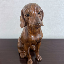 スワールウッド 天然無垢材 プードル 犬の置物 手彫り 木彫り 木製-[未