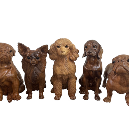 スワールウッド　天然無垢材　パグ　木彫り　手彫り　犬の置物　ハンドメイド　木製 スワールウッド 天然無垢材 犬の置物 木彫り 手彫り オブジェ 木製 犬