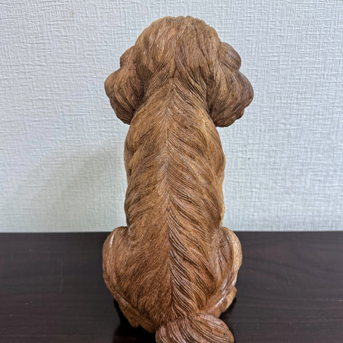 スワールウッド　天然無垢材　犬の置物　手彫り　木彫り　木製　ハンドメイド スワールウッド 天然無垢材 犬の置物 手彫り 木彫り 木製