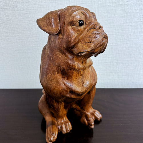 スワールウッド　天然無垢材　犬の置物　手彫り　木彫り　木製　ハンドメイド スワールウッド 天然無垢材 犬の置物 手彫り 木彫り 木製