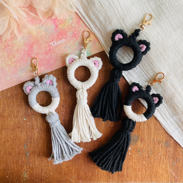 受注制作】マクラメ編み 猫のチャーム バッグチャーム TAANA 通販