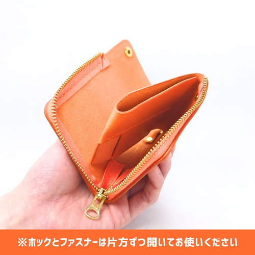 支払い上手】L字ファスナー財布 TUCSON/トゥクソン オレンジ 厚い革1枚