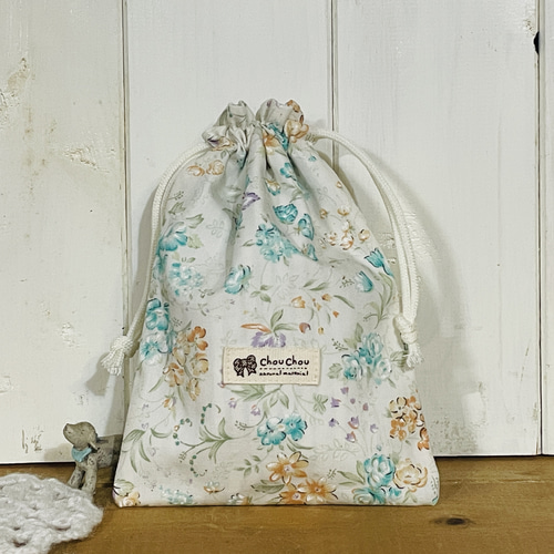花柄ミニ巾着袋【17cm×11.5cm】 サニタリー・コスメ用巾着袋♪ 巾着袋