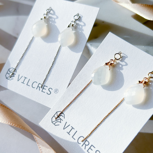 ホワイトムーンストーン チャーム CH-10603 ピアス（フープ） VILCRES