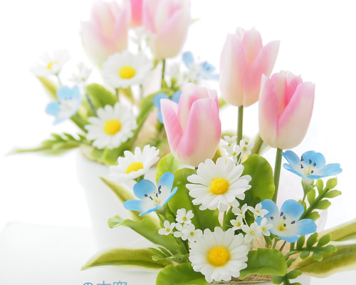 受注】《粘土のお花》チューリップ・ネモフィラ・イングリッシュ