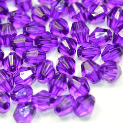 お徳用 プラビーズ アクリルビーズ ソロバン型 6mm パープル 紫色 20グラム入り 細長いタイプ 2枚目の画像
