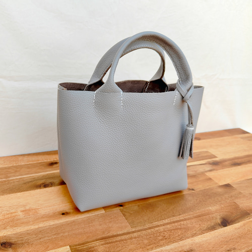 イタリアンレザー】手縫いのミニトートバッグ（シンプル/メンズ