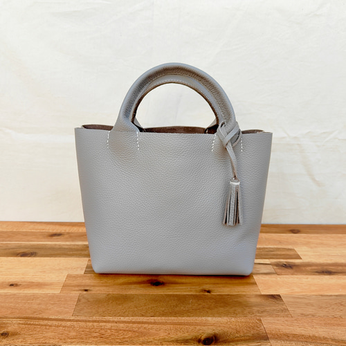 イタリアンレザー】手縫いのミニトートバッグ（シンプル/メンズ