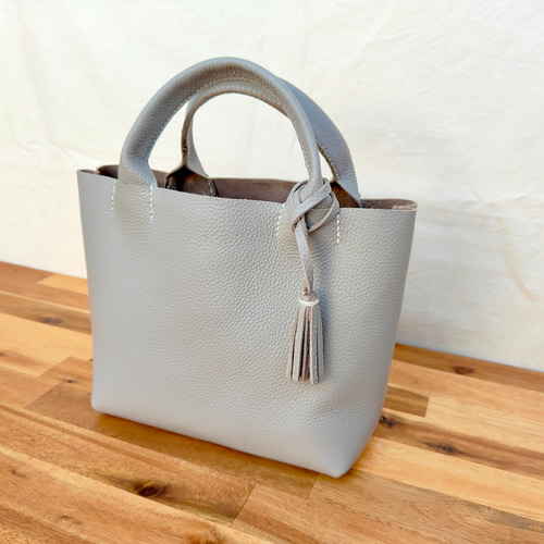 イタリアンレザー】手縫いのミニトートバッグ（シンプル/メンズ