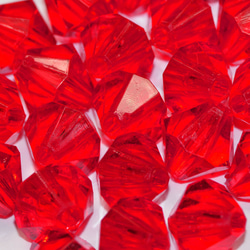 お徳用 プラビーズ アクリルビーズ ソロバン型 10mm 濃いめのライトシャムルビー レッド 明るい赤色 20グラム入り 3枚目の画像