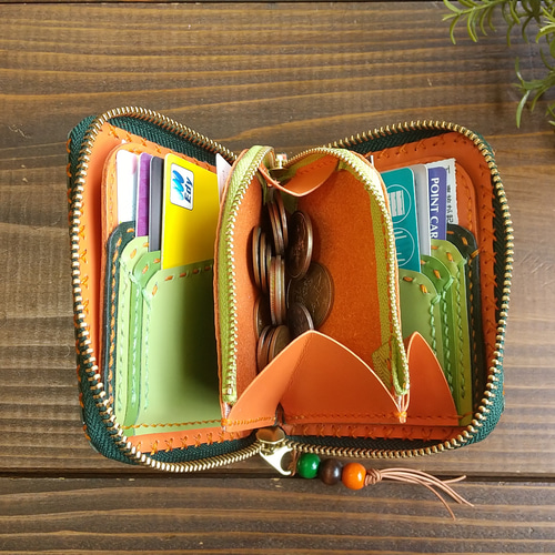 二つ折りのお財布 (フォレストオレンジ) 二つ折り財布 ますみ 通販