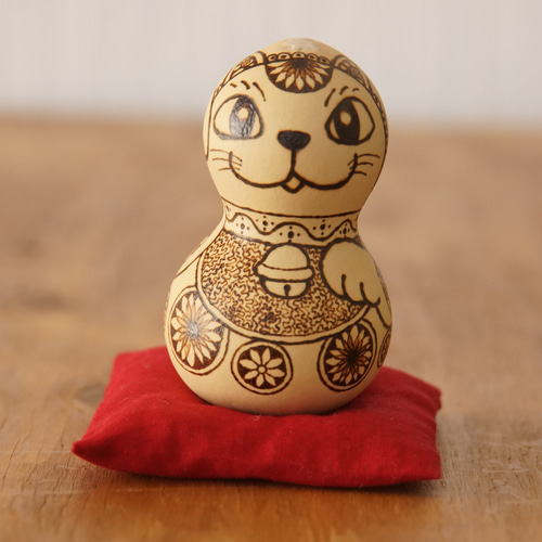 ひょうたんアート 招き猫 チビ 立体・オブジェ gane工房 通販 19144083