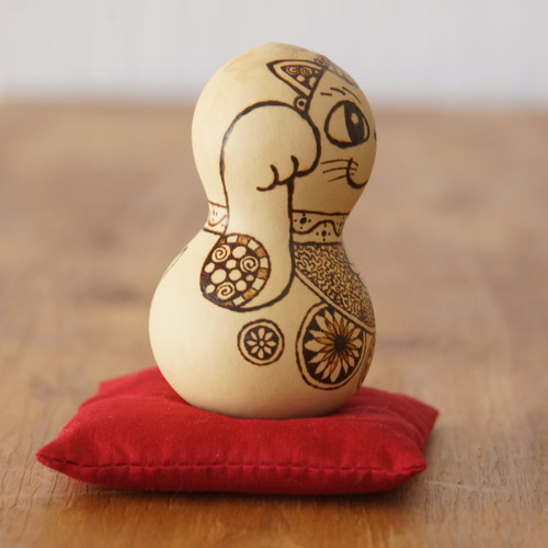 ひょうたんアート 招き猫 チビ 立体・オブジェ gane工房 通販 19144083