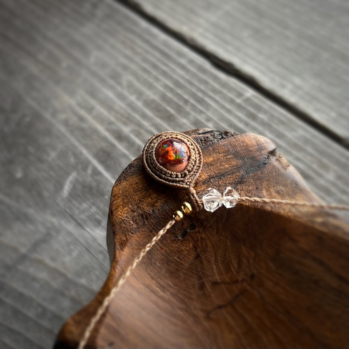 カンテラオパールのマクラメネックレス クリソコラ✖️カンテラオパール マクラメペンダント ネックレス