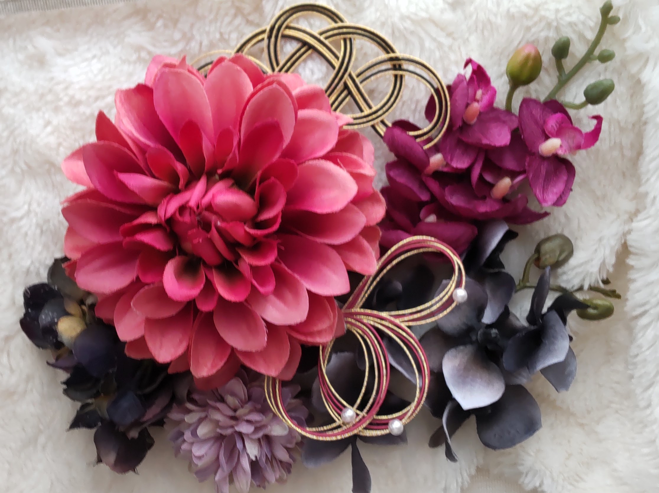 造花髪飾り　　ダリア　ファレノ　アジサイ　ライン