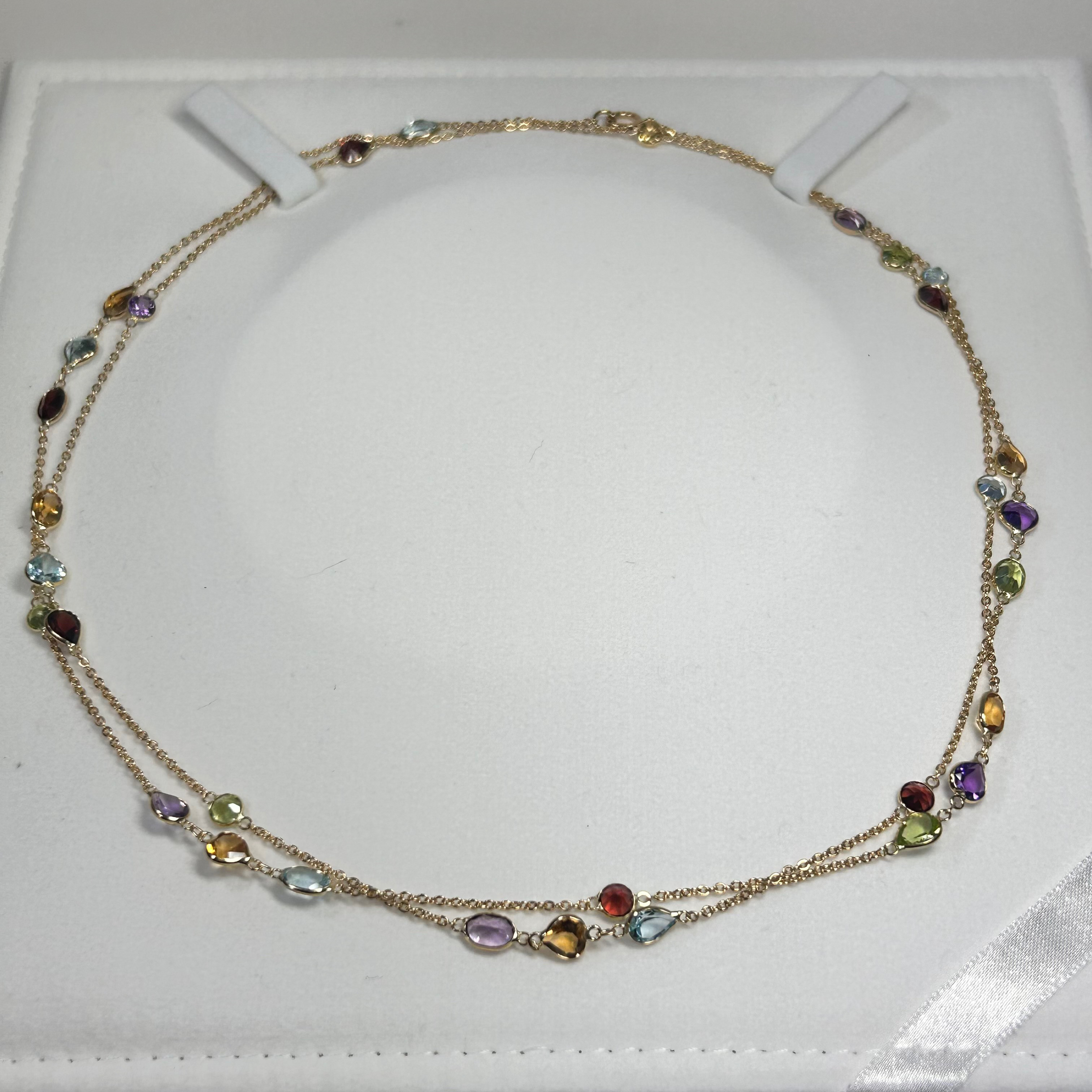 k18半貴石マルチカラーロングネックレス