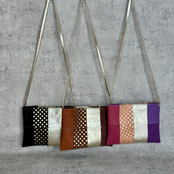 ピッグスキンのスマホポシェット　16ピース　みずたまブラック 7枚目の画像