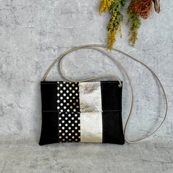 ピッグスキンのスマホポシェット　16ピース　みずたまブラック 6枚目の画像