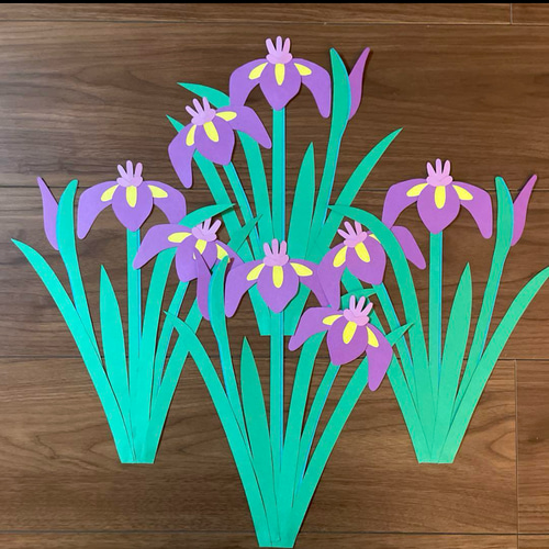 手作り押絵の壁飾り『花菖蒲』 菖蒲の花壁面飾りD 5月壁面飾り