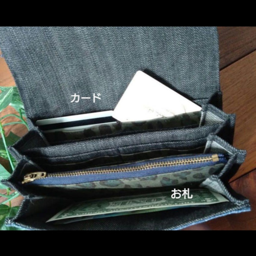 №707【DENIM✖️Leopard LongWalletデニムリメイク長財布ヒョウ