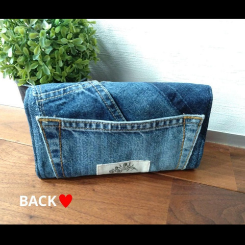 №707【DENIM✖️Leopard LongWalletデニムリメイク長財布ヒョウ