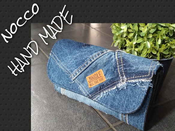 №707【DENIM✖️Leopard LongWalletデニムリメイク長財布ヒョウ