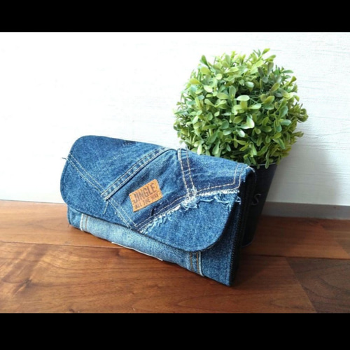 デニムリメイク　豹柄　財布 №707【DENIM✖️Leopard LongWalletデニムリメイク長財布ヒョウ