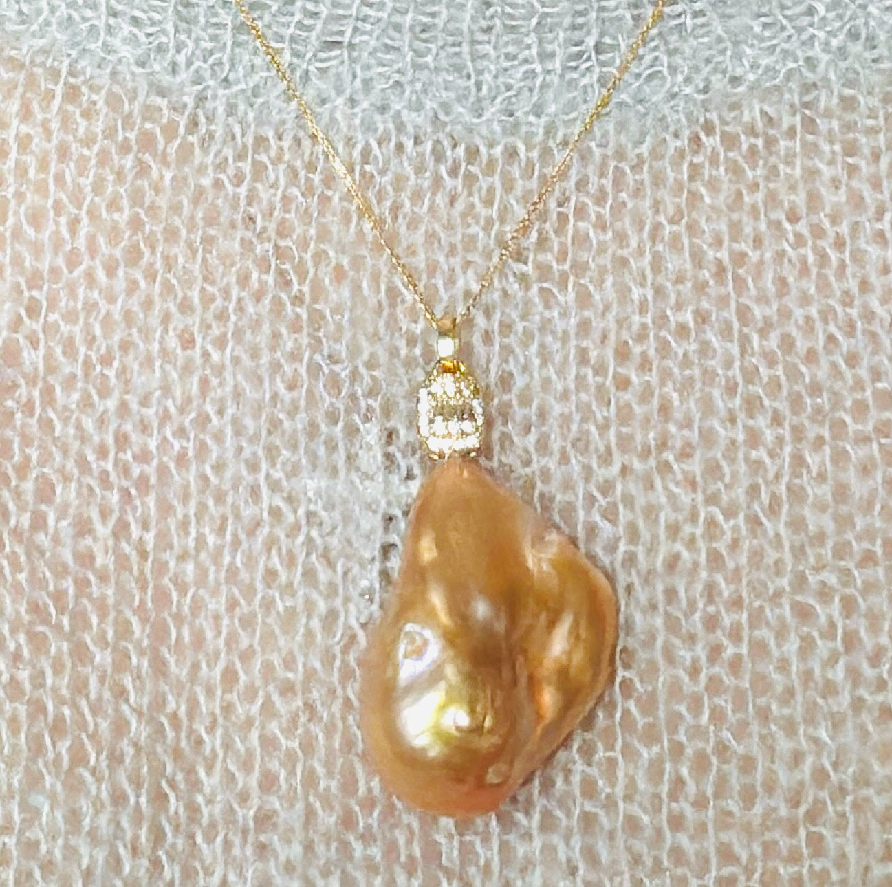 大粒ピンクバロックパールペンダント