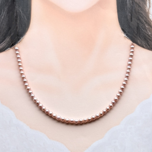 レア パープルピンク ベビーパール 淡水パール 一連ネックレス 高品質