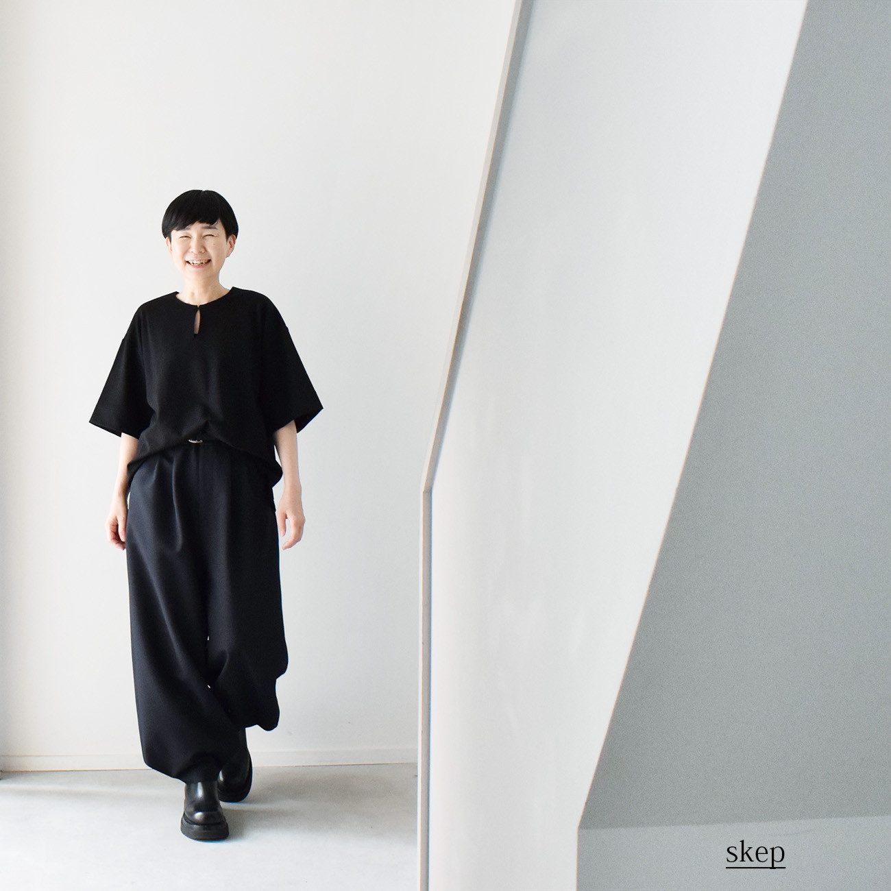 五分袖カットソー(ユニセックス)：黒［TO49GSBK］