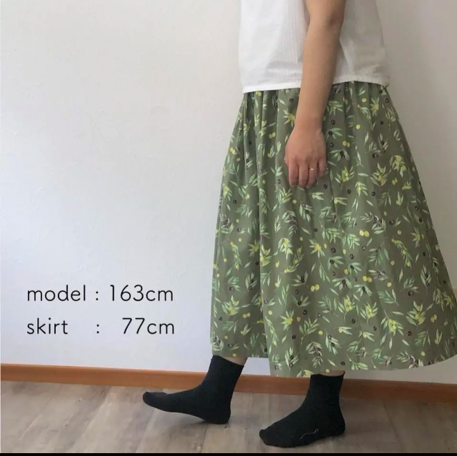 ＊北欧風＊オリーブお洒落可愛いいギャザースカート