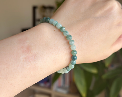 ミャンマーA貨翡翠 本翡翠ジェイド 飄花ヒスイ ブレスレット