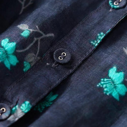 夏◆綿麻◆ワンピース◆コットンリネン◆通勤◆通学◆ネイビー ◆ 3枚目の画像