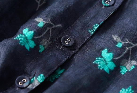 夏◆綿麻◆ワンピース◆コットンリネン◆通勤◆通学◆ネイビー ◆ 3枚目の画像