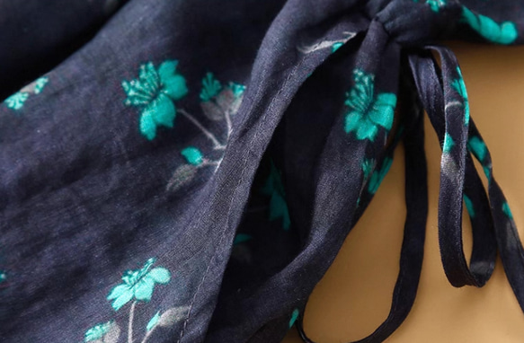 夏◆綿麻◆ワンピース◆コットンリネン◆通勤◆通学◆ネイビー ◆ 4枚目の画像