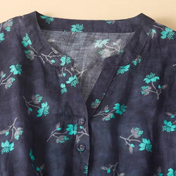 夏◆綿麻◆ワンピース◆コットンリネン◆通勤◆通学◆ネイビー ◆ 2枚目の画像