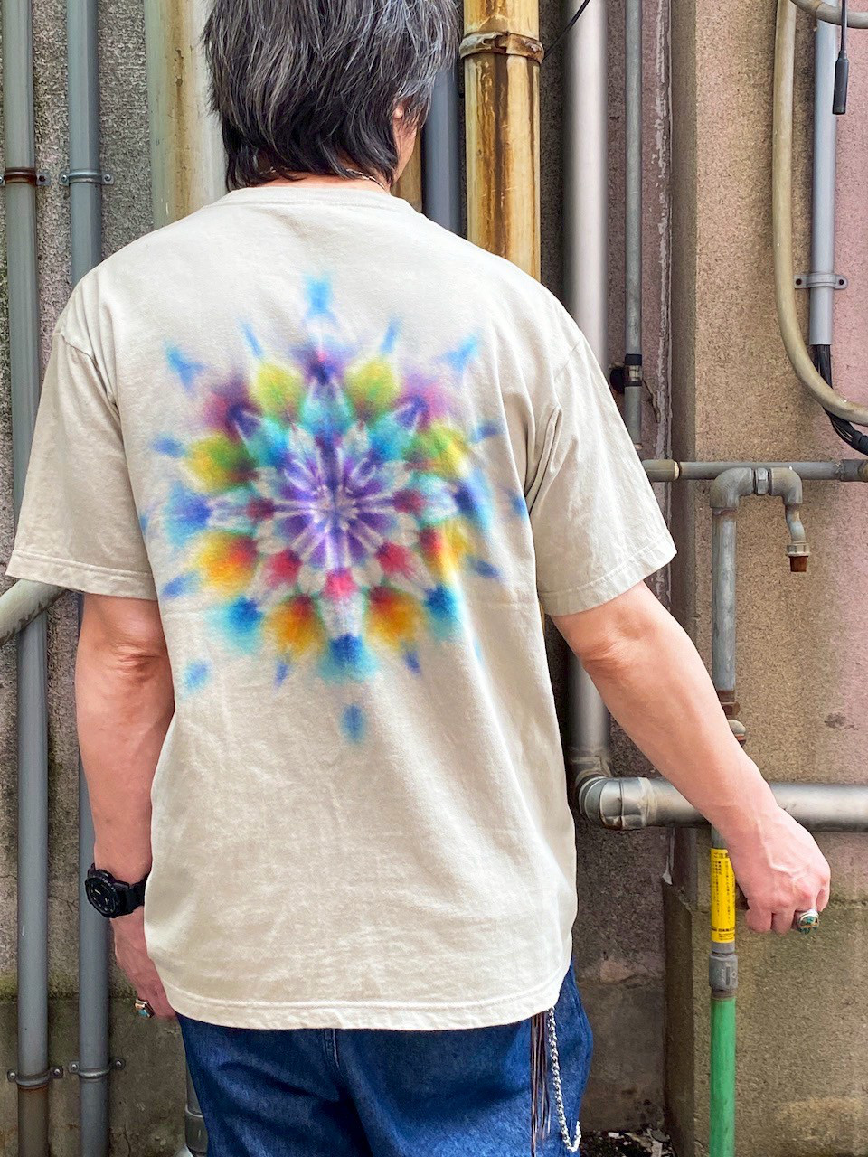 タイダイ Tシャツ XLサイズ 曼荼羅 ベージュ Hippies Dye HD23-76
