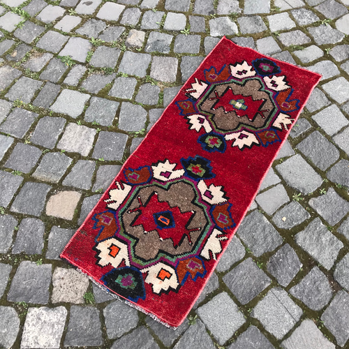 トルコ絨毯／ヴィンテージ／ラグ／カーペット オールドキリム トルコ 手織り ヴィンテージ ラグ 110x80cm