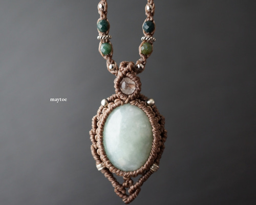 翡翠　(竹) マクラメ　ネックレス 本翡翠のマクラメネックレス - Forest -【一点物】 ネックレス