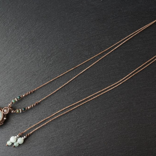 本翡翠のマクラメネックレス - Forest -【一点物】 ネックレス