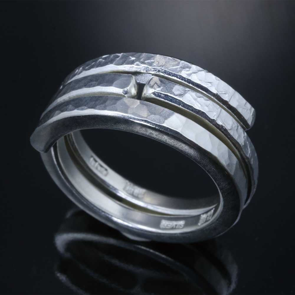 指輪 メンズ : 丸鎚目 籠目 鎚目 重ね付け シルバー リング シルバーリング 槌目 11～25号