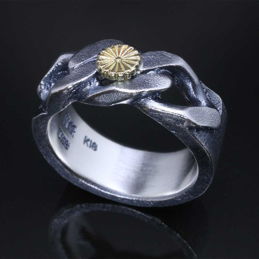 指輪 メンズ : 喜平 菊紋 岩石 鎚目 シルバー リング シルバーリング 15～29号 シンプル R-417