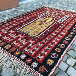 手織りトルコ絨毯 & キリムラグ 142x195cm ヴィンテージラグ