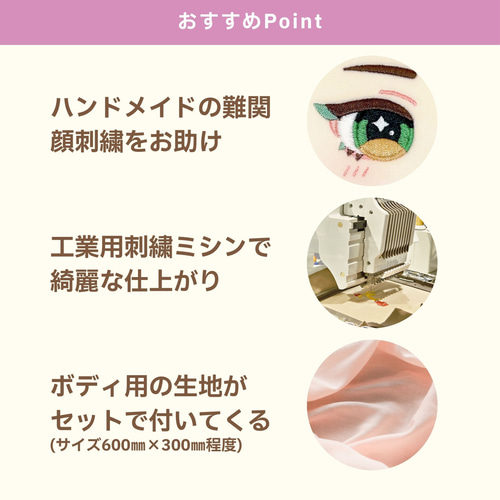 ぬいぐるみの顔 刺繍フルオーダー (推しぬい/推し活/ぬいパタ